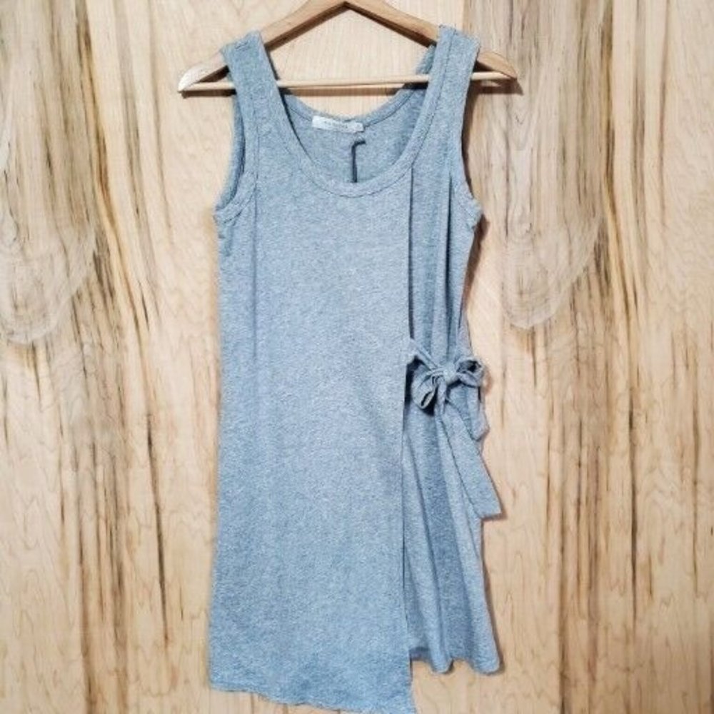 Mododoc Grey Cotton Modal Blend Casual Tank Dress with Tie Waist Womens XS Nwt